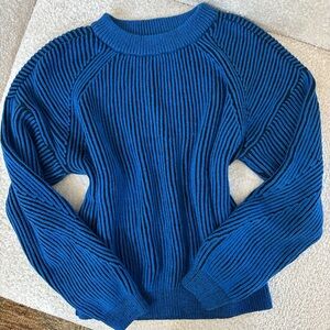 No Boundaries Blue and Black Ribbed Knit Sweater